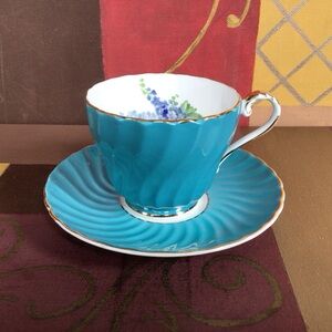 Aynsley Hydrangea Green Teacup And Saucer